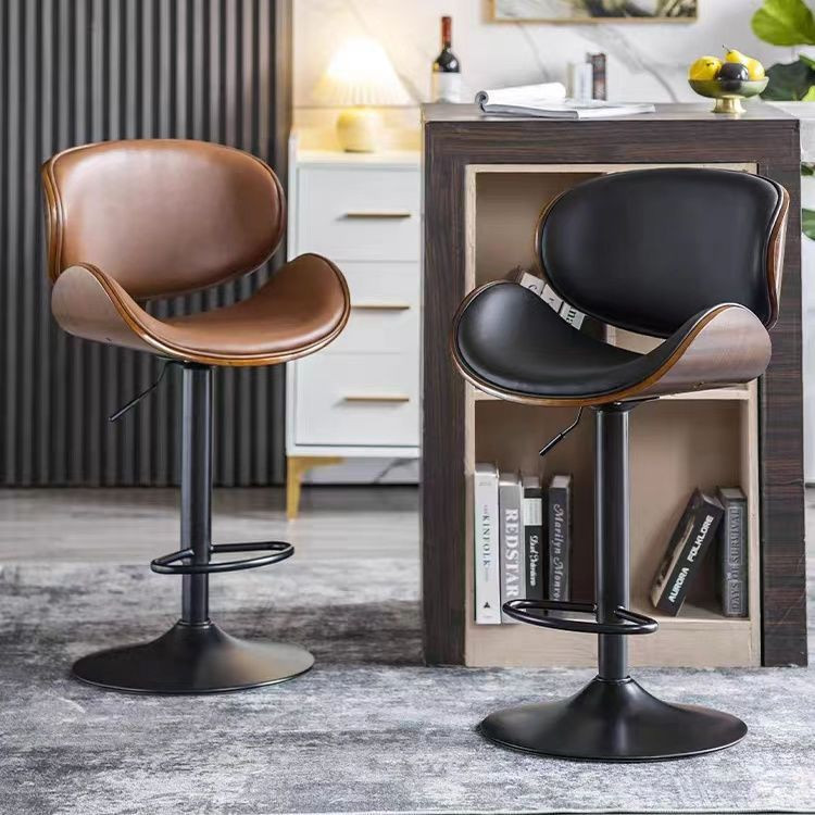ChairBar เก้าอี้เก้าอี้บาร์หนังของแท้หรูหราสาหรับเก้าอี้สูงที่บ้านต้อนรับเก้าอี้สูงเรียบง่ายและทันสมัยเก้าอี้บาร์