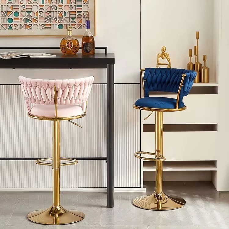 เก้าอี้หลังสไตล์โมเดิร์นมินิมอลเก้าอี้บาร์เก้าอี้ลงทะเบียนเงินสดแบบหมุนได้โต๊ะเก้าอี้