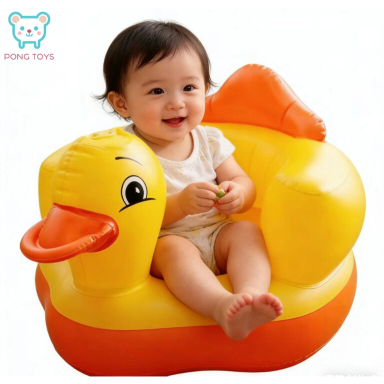 เบาะหัดนั่งเด็กอ่อนเป่าลมลายเป็ด โซฟาเสริมพัฒนาการเด็ก เก้าอี้เป่าลมสวยงาม ของเล่นฝึกนั่งเสริมกล้ามเนื้อ แม่และเด็