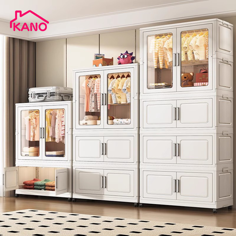 KANO ที่ได้รับความนิยมมากที่สุด ตู้เสื้อผ้า พับเก็บได้ พร้อมล้อเลื่อน หยัดพื้นที่ ไม่มีกลิ่น ปลอดสารพิษ ตู้เก็บของ