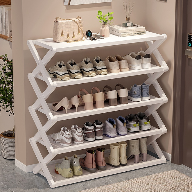 ชั้นวางรองเท้า 345 ชั้น ชั้นวางรองเท้าสแตนเลส โครงสร้างแข็งแรง ประกอบง่าย มี 2 สีให้เลือก