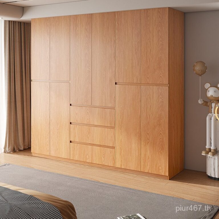 ใหม่ครัวเรือนไม้เนื้อแข็งทั้งหมดแหล่งแบ่งส่วนสามารถแก้ไขสี่หกประตูตู้ไม้โอ๊คห้องนอนตู้เสื้อผ้าเตียงหลัก2025 gkv4
