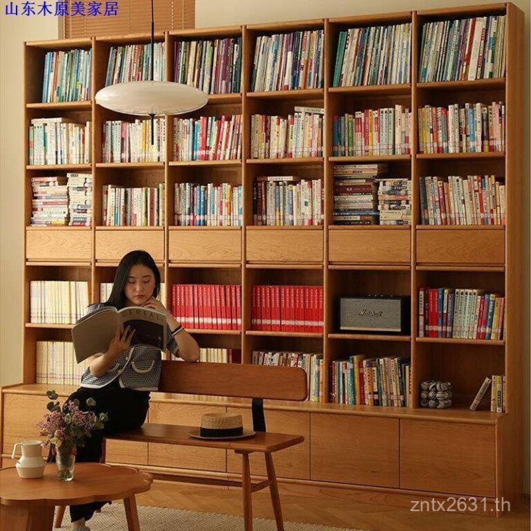 เชอร์รี่ไม้ชั้นวางหนังสือที่เรียบง่ายนอร์ดิกผนังรวมกันเต็มรูปแบบสไตล์ญี่ปุ่นพาร์ทเมนท์ขนาดเล็กเข้าสู่ระบบชั้นวางไม้เนื้อแข็งชั้นตู้แสดง โอ้