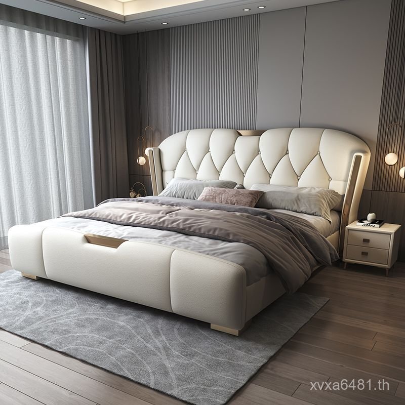 อิตาลีเตียงคู่แสงหรูหราเตียงจัดส่งฟรีครัวเรือนหลักห้องนอนเตียงที่ทันสมัยเรียบง่ายนุ่ม11การจัดเก็บมัลติฟังก์ชั่ศิลปะ41ไทย