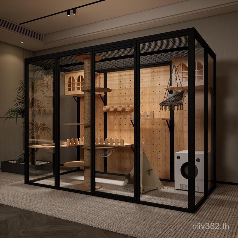 บ้านแมว SYQP Pet Shop Cat Panorama กรงแมวขนาดใหญ่ House Cat Room Deluxe Cat Cabinet Glass Cat House Cat House SYQP