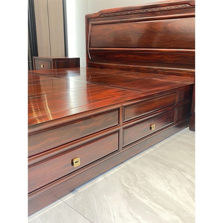 Black Rosewood เตียงขนาดใหญ่ BroadLeaf Dalbergia บรรยากาศ Dongyang เตียงเก็บอินโดนีเซียคู่เตียง RHDA