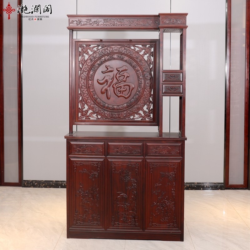 มะฮอกกานีเฟอร์นิเจอร์ปุย ดาลเบอร์เจีย ใหม่สไตล์จีนทางเข้าตู้ไม้เนื้อแข็งห้องโถงตู้พาร์ทิชันรองเท้า ห้องโดยสาร