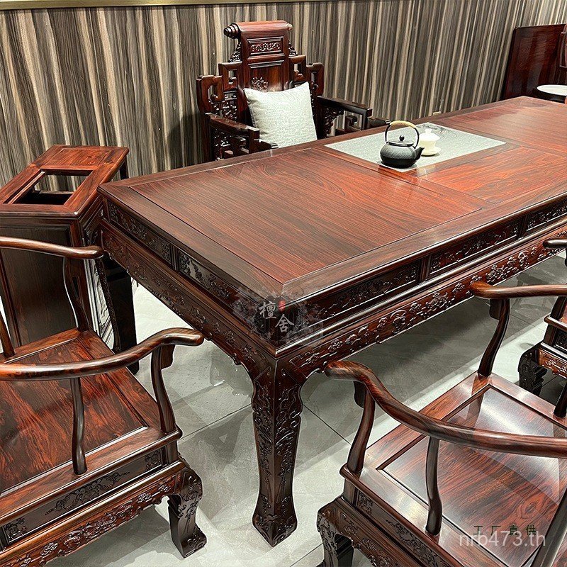 Dongyang อินโดนีเซียเฟอร์นิเจอร์สีดา Rosewood ใหม่จีน Kung Fu โต๊ะน้าชาโต๊ะน้าชาเก้าอี้ BroadLeaf Dalbergia ผสม YYK1