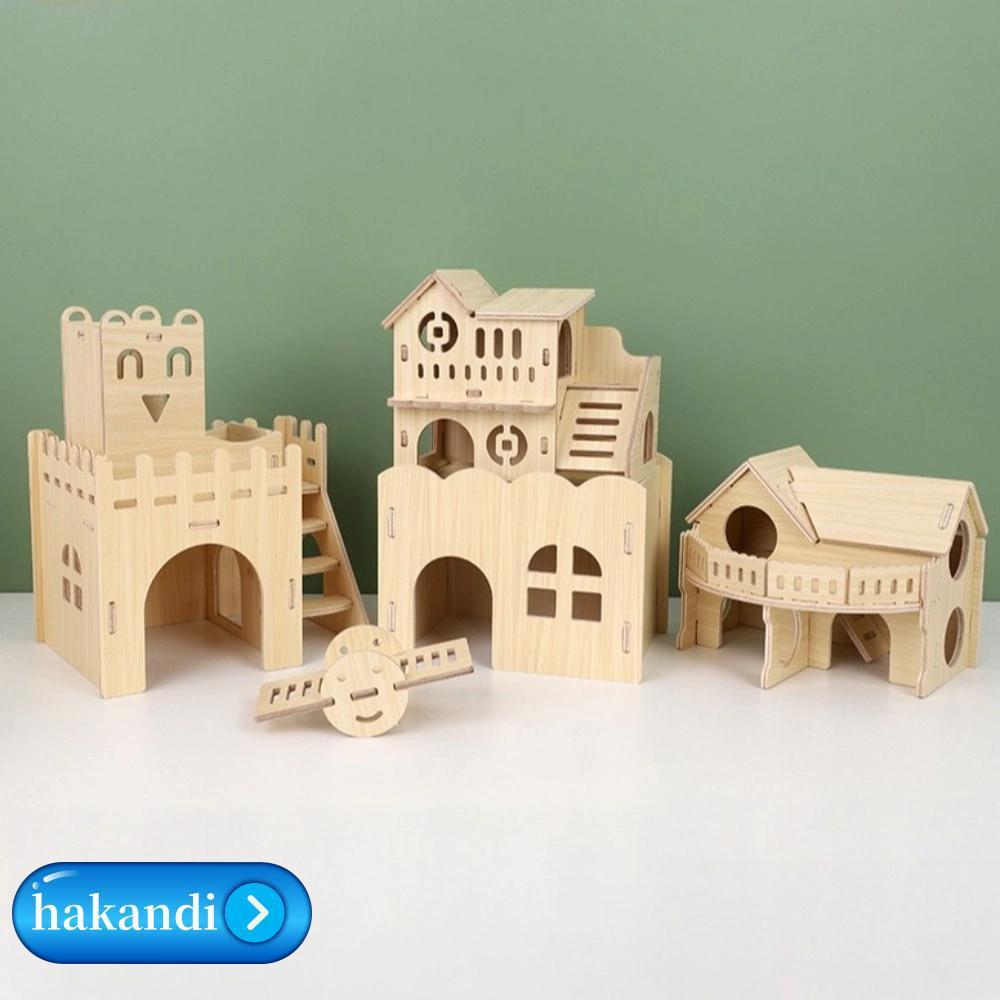 น้าแข็ง วิลล่าหนูแฮมสเตอร์ บ้านไม้ทนทาน อุปกรณ์กรง ติดตั้งง่าย เคี้ยวได้หนูแฮมสเตอร์ปีนของเล่นอุปกรณ์สัตว์เลี