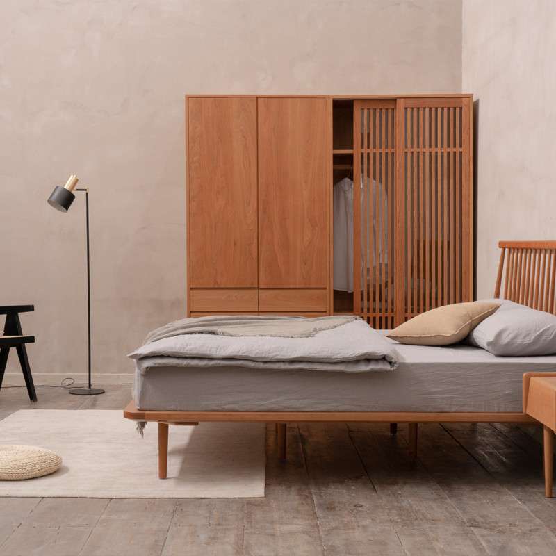 รอคนหยิบ Hehe ตู้เสื้อผ้าห้องนอนในครัวเรือนไม้เนื้อแข็ง Locker ลิ้นชักตู้เสื้อผ้าเก็บวอลนัทสีดาไม้เชอร์รี่