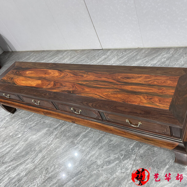 เฟอร์นิเจอร์มะฮอกกานีสีแดงขนาดใหญ่ Rosewood โค้งเท้าตู้ทีวีภาพเสียงตู้จีนโบราณ Crosstoe Dalbergia Living Ro