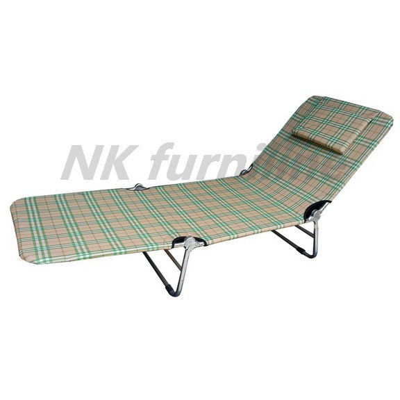 NK Furniline เตียงสนาม3พับ เตียงผ้าใบ รุ่นลายสก็อต สีครีมเขียว