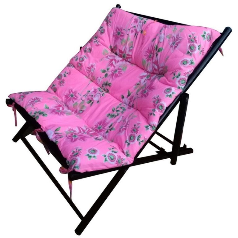 NK Furniline เตียงนอนพักผ่อน โครงเหล็ก รุ่น เตียงพับนั่งนอน100 ผ้าพิมพ์ลายดอกไม้โทนชมพู