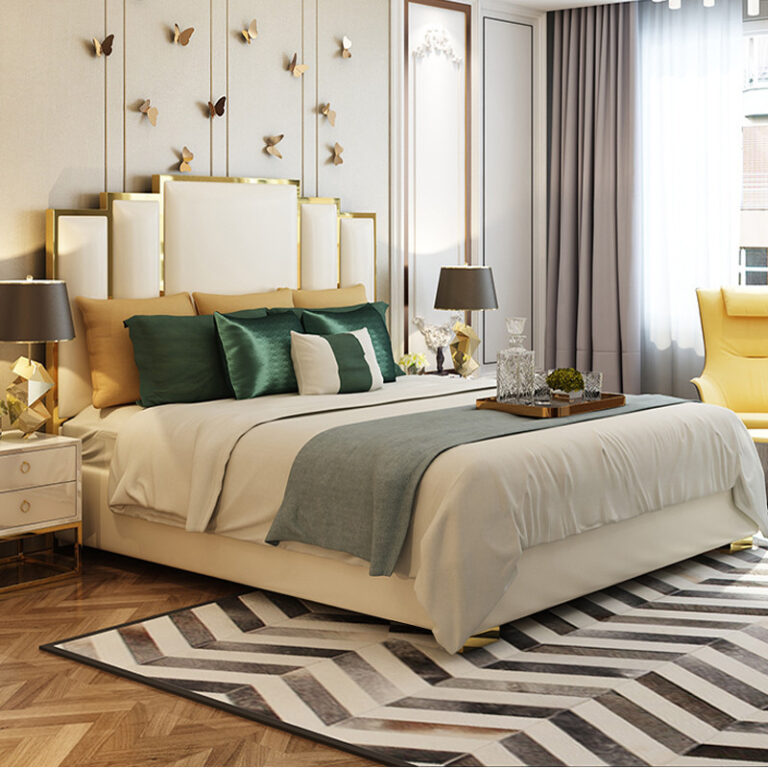 สาวเตียงเตียงเตียง2022รูปแบบใหม่ที่ทันสมัยที่เรียบง่ายอเมริกันแสงหรูหราอิน ผู้มีอิทธิพล หนังแท้หรูหราบรรยากาศระดับไฮเอนด์