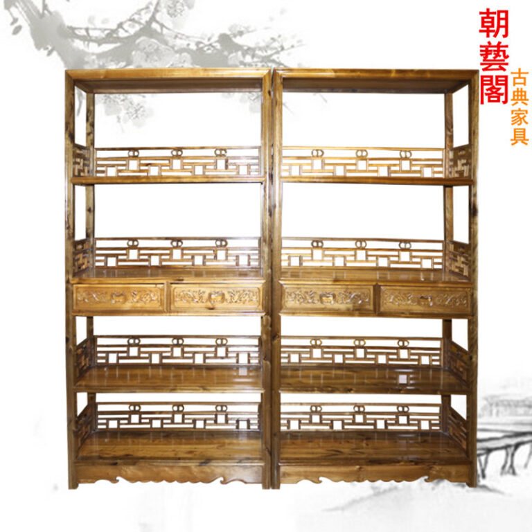 เสฉวนผ้าไหมสีทอง Phoebe ชั้นวางหนังสือสี่ชั้นชั้นเก็บของชั้นวางจอแสดงผลกรอบใบเล็ก Phoebe ชั้นวางหนังสือ Solid Woo