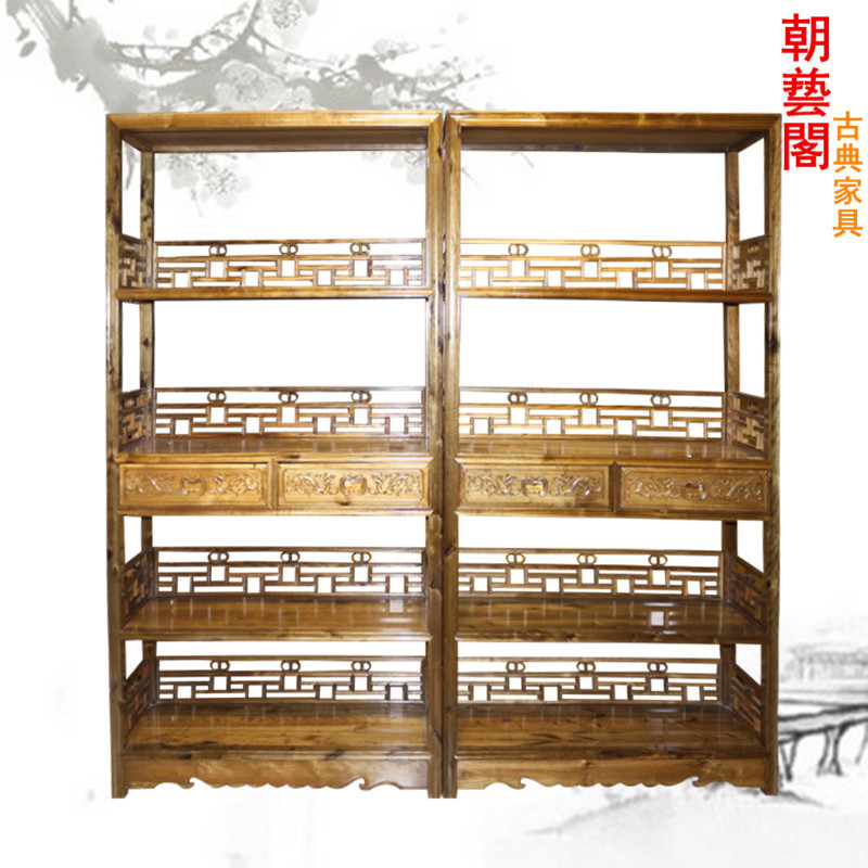 เสฉวนผ้าไหมสีทอง Phoebe ชั้นวางหนังสือสี่ชั้นชั้นเก็บของชั้นวางจอแสดงผลกรอบใบเล็ก Phoebe ชั้นวางหนังสือ Solid Woo