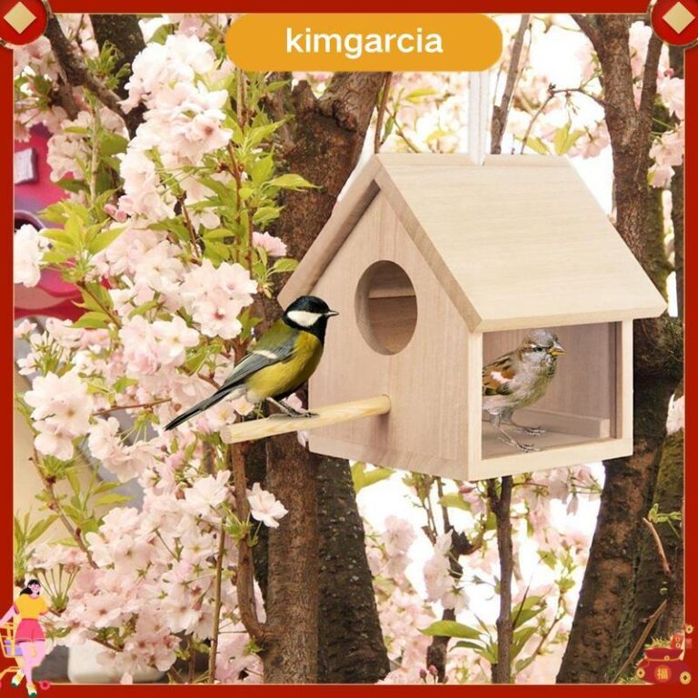kimgarcia Outdoor Bird Houses บ้านนกไม้โปร่งใสสาหรับนอกแขวน Birdhouse ทนต่อสภาพอากาศ