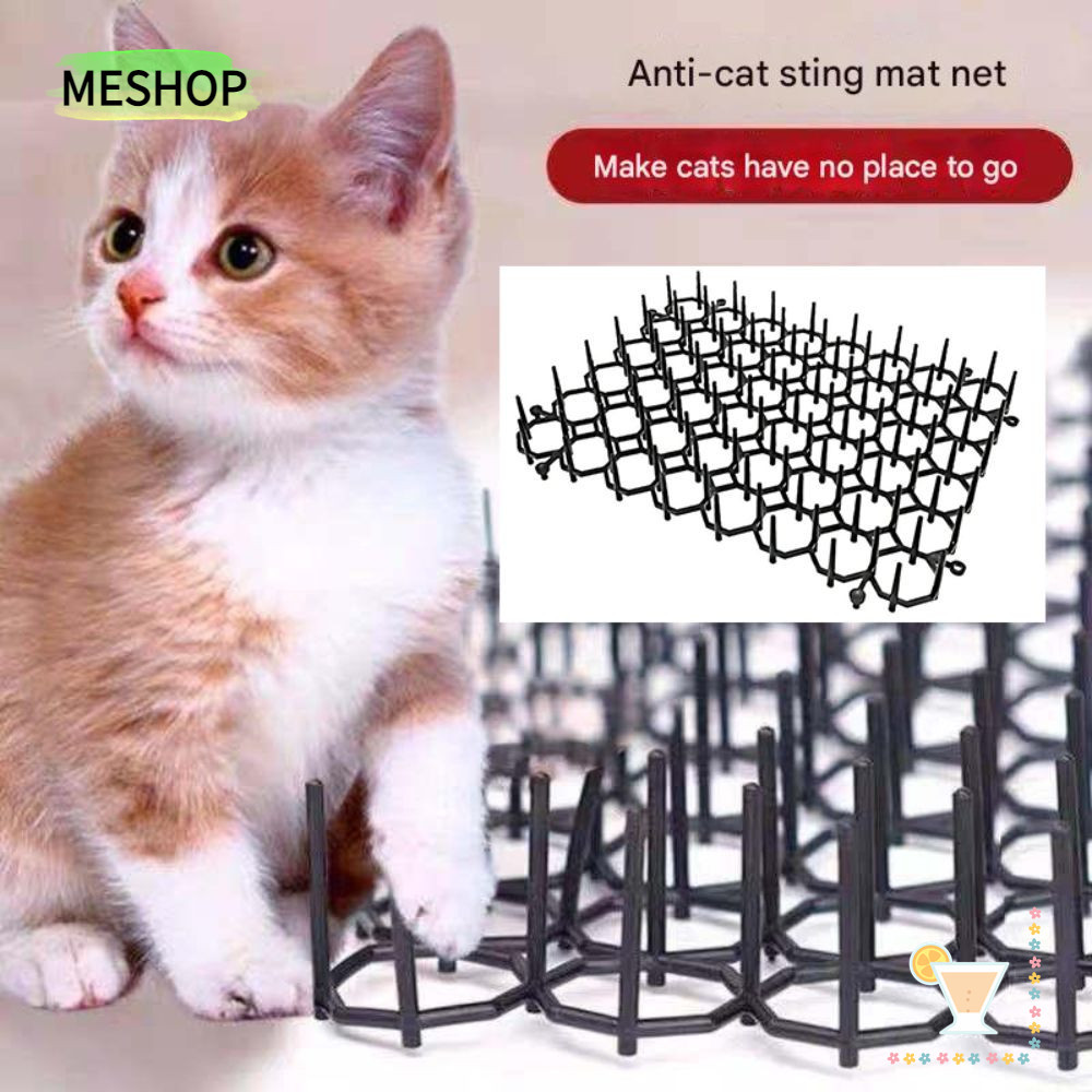 MESHOPTH เสื่อไล่แมว พลาสติกสามารถซ้อนเสื่อป้องกันการปีนเขาสาหรับสัตว์เลี้ยง Soft Prick No Harm Grid Catproof Mat ในร่มและกลางแจ้ง