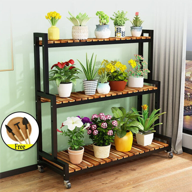 สั่งซื้อล่วงหน้า 30 วัน Multi Storey พืชล้อสากลเคลื่อนย้ายได้ในครัวเรือนแร็คระเบียงชั้นวางศิลปะเหล็กห้องนั่งเล่นขาตั้งดอกไม้