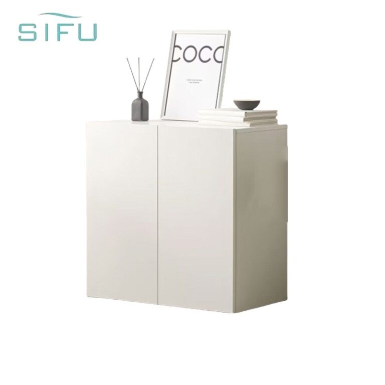 SIFU 2 ประตูตู้เก็บชามสีขาว 80 ซม สไตล์โมเดิร์นตู้เก็บของอเนกประสงค์ความจุสูงทนทานประหยัดพื้นที่