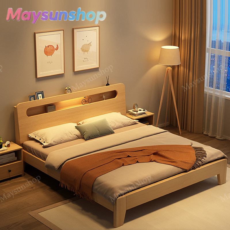 เตียง เตียงนอน 6ฟุต เตียงนอน 5 ฟุต เตียงไม้ มั่งคงฐานเตียงหัวเตียง forest modern home