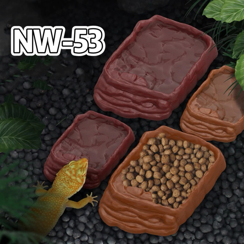 ถาดอาหารและน้ำ NW53 สำหรับเต่าบก สัตว์เลื้อยคลาน กิ้งก่า ฮอร์นฟรอก NW53
