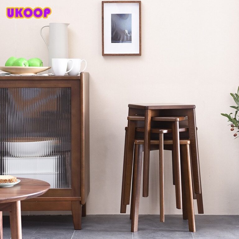 สไตล์นอร์ดิก Stackable Stool ร้านอาหาร Stool ไม้แข็ง Square รองเท้าเปลี่ยนม้านั่งไม้เก้าอี้แต่งตัว