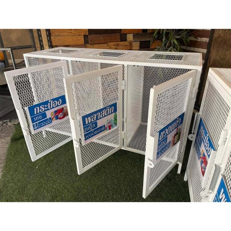 IRONSERVICE ถังขยะแยกช่องโครงเหล็กกันสนิม จัดส่งเร็ว