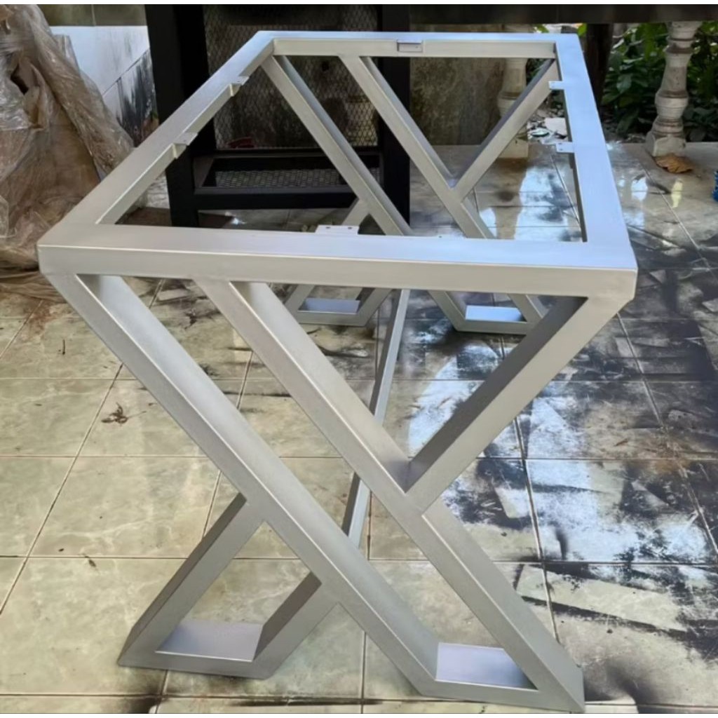 ขาโต๊ะเหล็กสำเร็จรูป X3D รุ่นติด คานบนคู่ สีเงิน มีหลายขนาด ทำจากเหล็กกัลวาไนท์