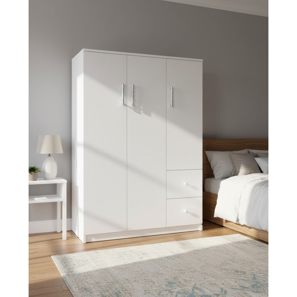 Hawa 90 Furniture ตู้เสื้อผ้าเด็ก 3บาน 2ลิ้นชัก ดับเบิ้ลราว ดับเบิ้ลลิ้นชัก 4090130