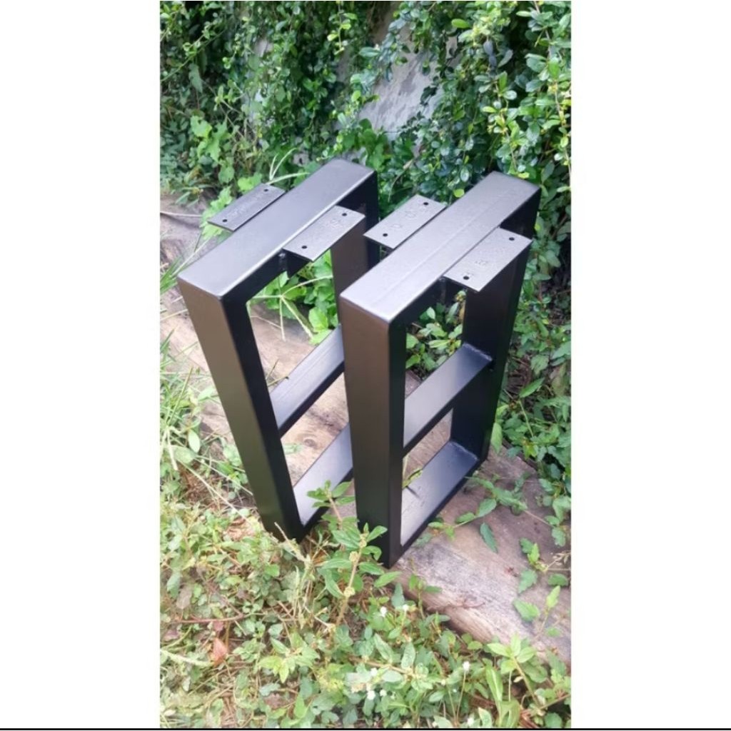 ขาเหล็กโต๊ะ ขาเก้าอี้ม้านั่ง ก25xส40ซม1 คู่ สีดำด้าน ทำจากเหล็กขนาด 2x1นิ้ว