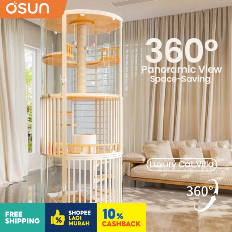 ดูพาโนรามา 360 องศาหรูหรา Sangkar kucing besar Cat villa house