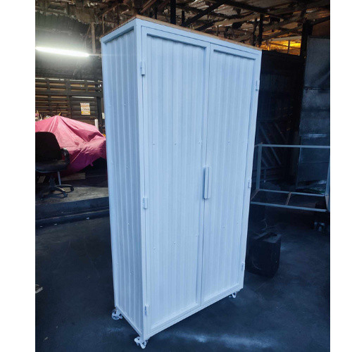 IRONSERVICE ตู้เก็บของและเอกสารแบบมีบานพับ ท็อปไม้โครงเหล็กกันสนิมไม้แท้เคลือบเงาใสจัดส่งเร็ว