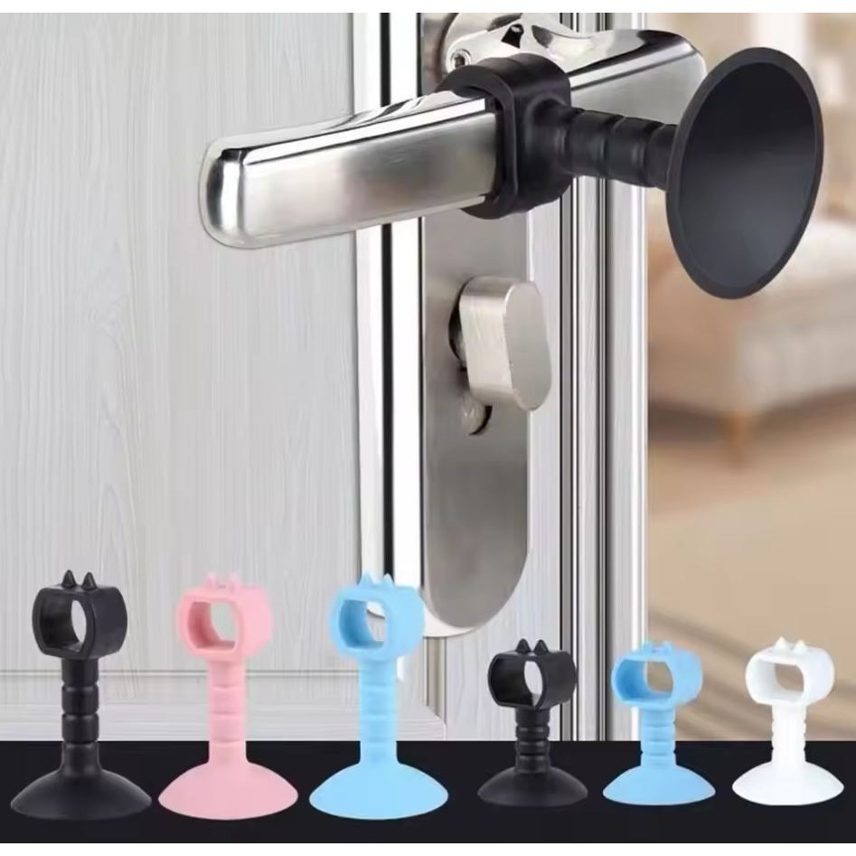 ที่กั้นประตูซิลิโคนแบบไม่ต้องเจาะ แผ่นกันชนด้านหลัง ถ้วยดูด ยางกันประตูแบบสัมผัส ประตูห้องน้ำ หน้าต่าง มือจับ มือเปิด ที