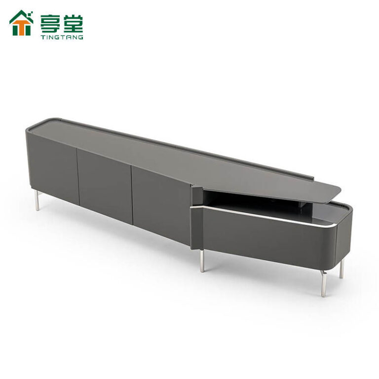 อิตาเลี่ยน Minimalist ตู้ทีวีแบบตั้งพื้นอิตาลี TURRI หรูหรา HighEnd สแตนเลสไมโครไฟเบอร์หนังตู้ Zen