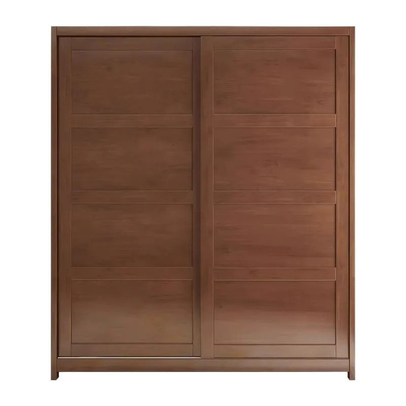 ประตูบานเลื่อนตู้เสื้อผ้าไม้เนื้อแข็ง18เมตรนอร์ดิกเข้าสู่ระบบสีวอลนัทห้องนอนบ้านที่ทันสมัยเรียบง่ายตู้เสื้อผ้าไม้เนื้อแข็ง
