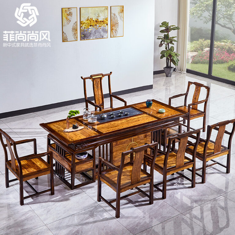 มะฮอกกานีโต๊ะน้าชาไม้จันทน์สองสีตะวันออกแอฟริกันชิงชันแฟชั่นสานักงานระดับไฮเอนด์กังฟูโต๊ะน้าชาเก้าอี้รวมกันโต๊ะน้าชา