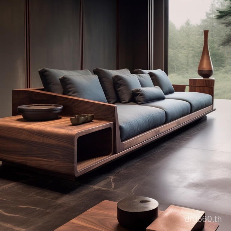 โซฟาที่เรียบง่ายอินไลน์โซฟาโซฟาการจัดเก็บโบราณใหม่จีนแสงหรูหราสีดาวอลนัทห้องนั่งเล่นครัวเรือนผ้า โอ้00