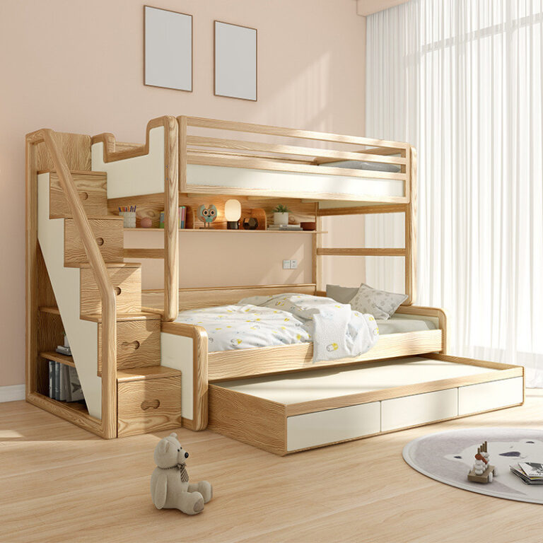 เตียงล่างบนไม้เนื้อแข็งเด็กสามสองชั้นเตียงพาร์ทเมนท์ขนาดเล็กสูงต่าเด็กแม่เตียง1เมตร8บนล่างสองชั้นประกบเตียงผู้ใหญ่