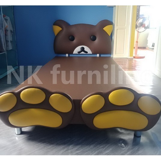 เตียงบล๊อค ขนาด35ฟุต รุ่น คุมะมีปลายเตียง สามารถเลือกสีหนังได้ตามใจ ส่งทั่วไทยจริงๆ