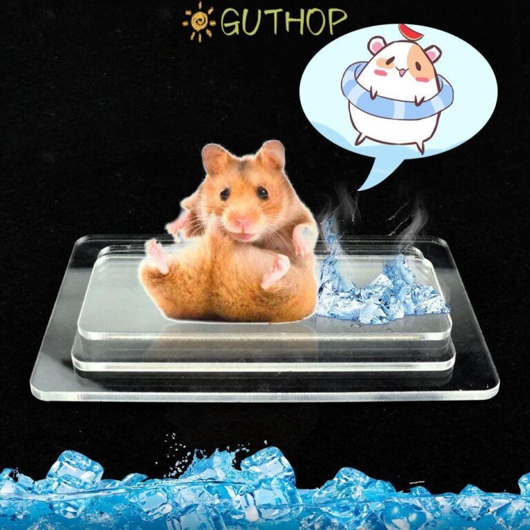 GUTHOP กระดานทาความเย็นสาหรับสัตว์เลี้ยง แผ่นทาความเย็นหนูแฮมสเตอร์สีเงินเย็น อุปกรณ์กระต่ายหนูแฮมสเตอร์พลาสติกอลูมิเนียมที่ทนทาน แผ่นรองน้าแข็งสาหรับสัตว์เลี้ยง