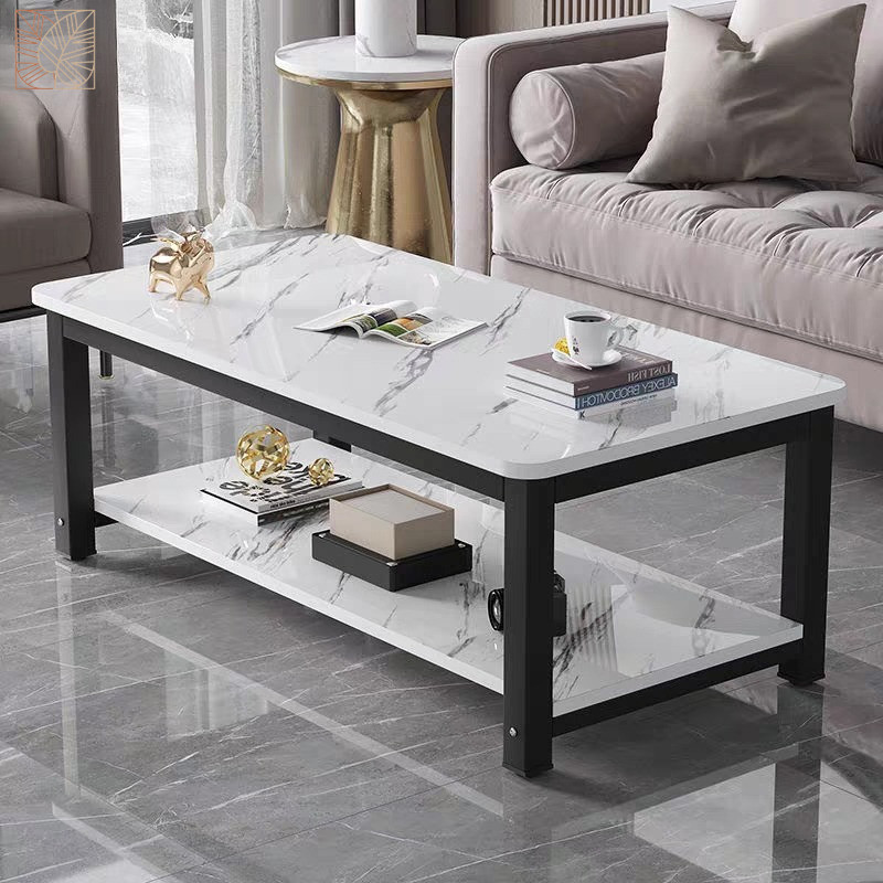 โต๊ะสองชั้น โต๊ะหินอ่อนเรียบง่าย โต๊ะกลาง โต๊ะนั่งพื้น ตารางห้องรับแขกส เหมาะสำหรับอพาร์ตเมนต์ขนาดเล็ก