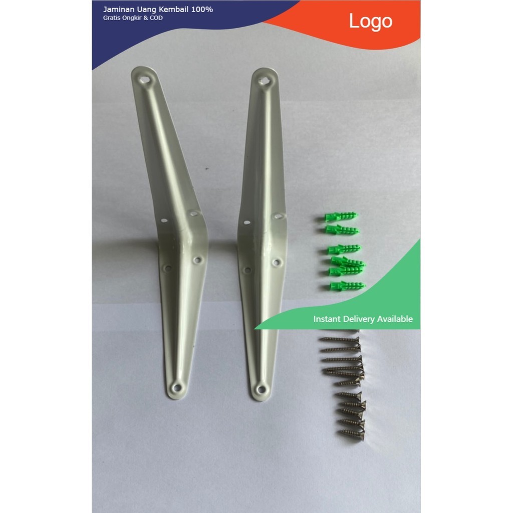 ฉากรับชั้น ฉากรับชั้นวางของ เหล็กฉากรับชั้นติดผนัง พร้อม สกรูและปุ๊ก