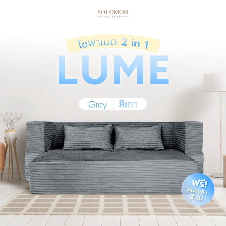 SOLOMON โซฟาปรับนอน โซฟาเบด รุ่น Lume สีเทา 2in1 ใช้งานได้หลากหลาย