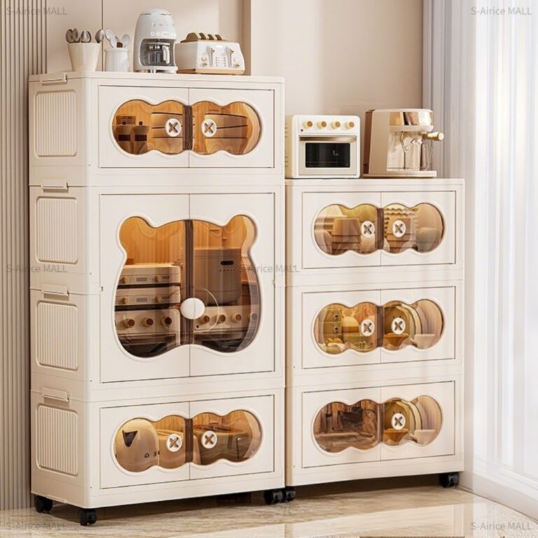 SAirice ตู้เสื้อผ้าพับได้ ตู้เก็บของ ตู้เก็บของ ดีไซน์หมี แข็งแรงทนทาน จุของได้เยอะ