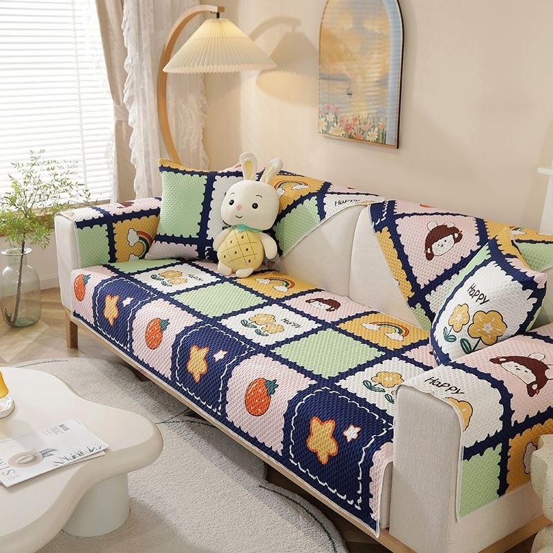 ผ้าคลุมโซฟา ลายการ์ตูน Patchwork กันน้ำกันฝุ่น ซักเครื่องได้ ป้องกันคราบ ผ้าหนา นุ่มนั่งสบาย โปรขายดี