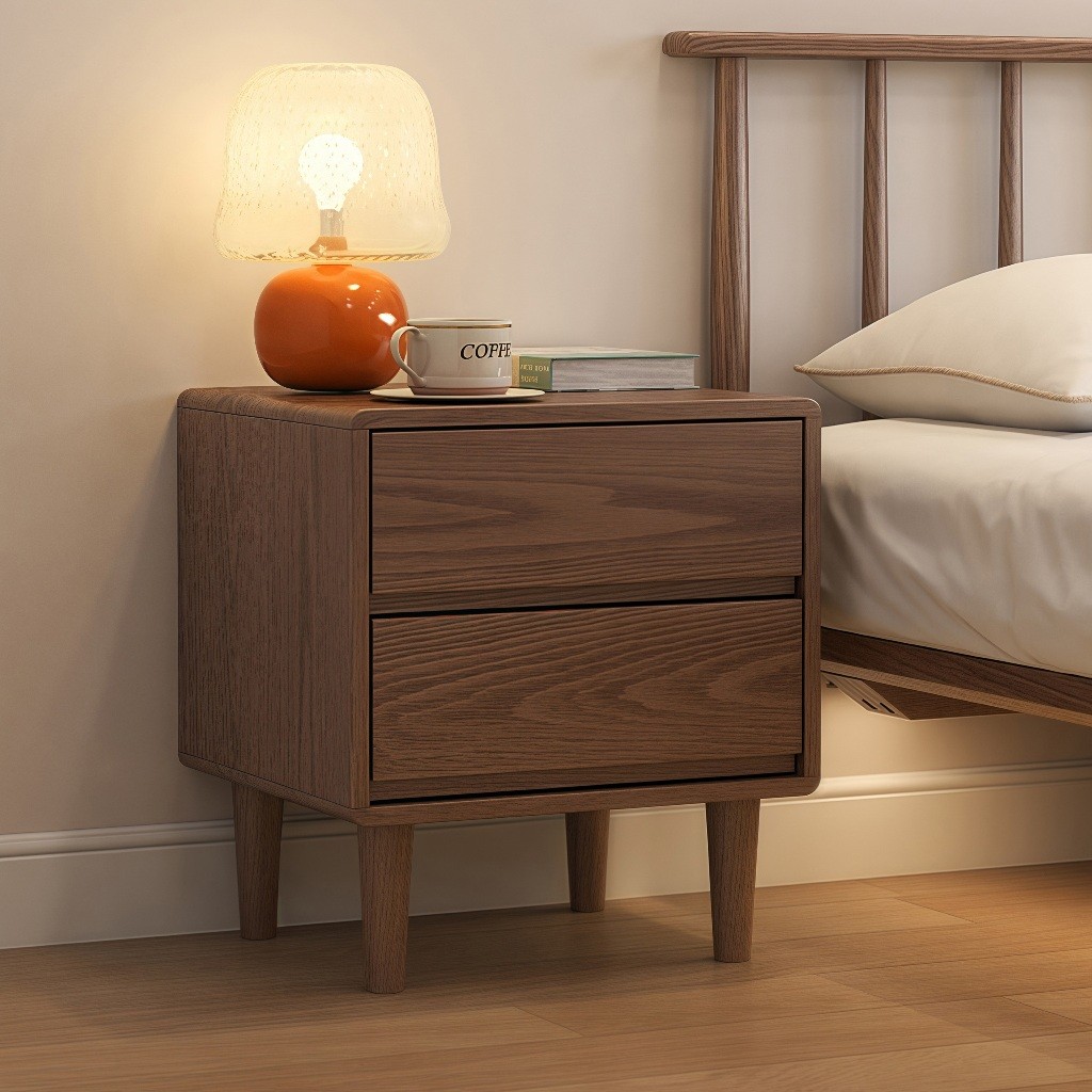 ที่เรียบง่ายทันสมัยไม้เนื้อแข็งโต๊ะข้างเตียงห้องนอนตู้เก็บของครัวเรือนนอร์ดิกตู้เก็บของข้างเตียงขนาดเล็กตู้เก็บของที่เรียบง่ายวอลนัทสี