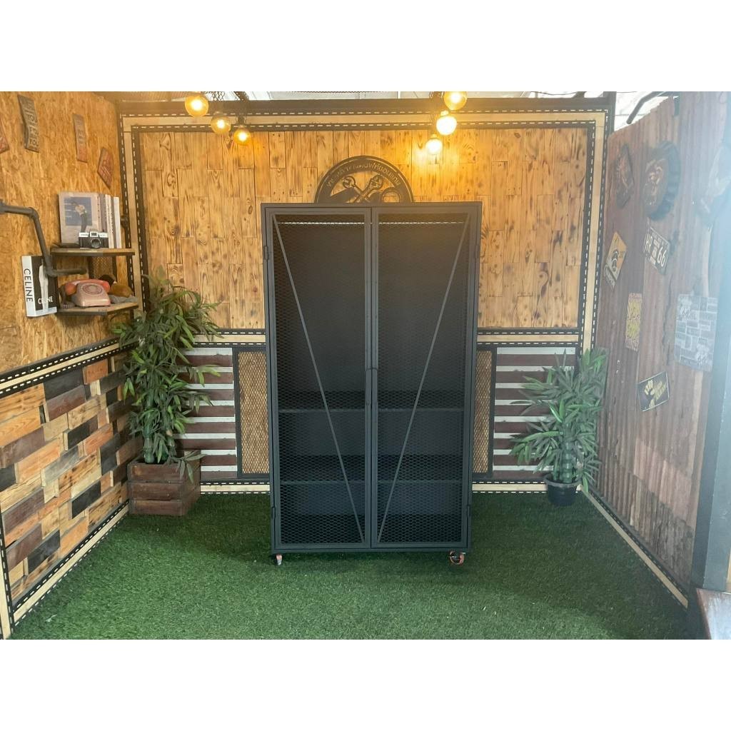 IRONSERVICE ตู้เก็บของ มีราวแขวน มีล้อเลื่อน โครงเหล็กใช้เป็นเหล็กกันสนิม ตกแต่งบ้าน