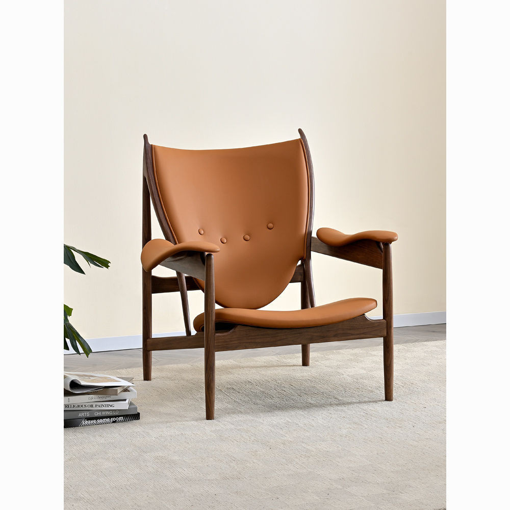 ร้อนขายนอร์ดิกวอลนัทสีดาโซฟาเก้าอี้ไม้เนื้อแข็งเดี่ยวเจย์โจวสไตล์เดียวกันเก้าอี้หนังแท้สไตล์โดดเดี่ยวออกแบบเก้าอี้หัวหน้าข้อเสนอพิ