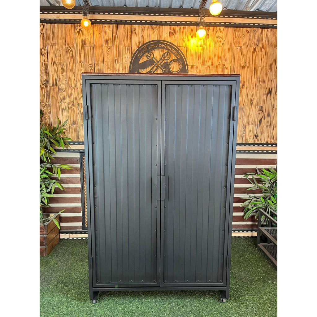 IRONSERVICE ตู้เก็บของ 6 ชั้น ตะแกรง ท็อปไม้ คุณภาพดีทำจากเหล็กกันสนิม